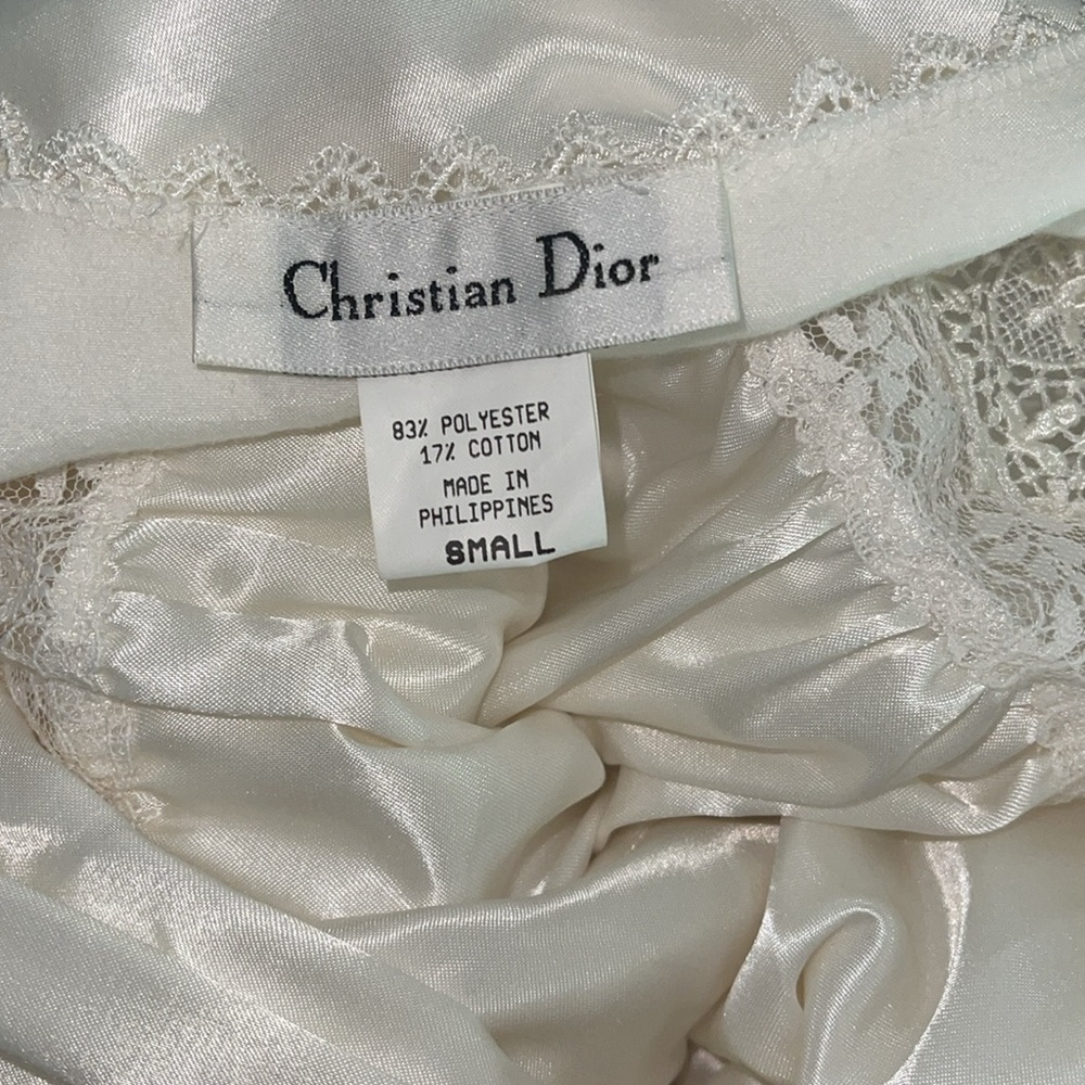 Christian Dior Vintage Nightgown Ivory Lace Trim - Picture 7 of 7